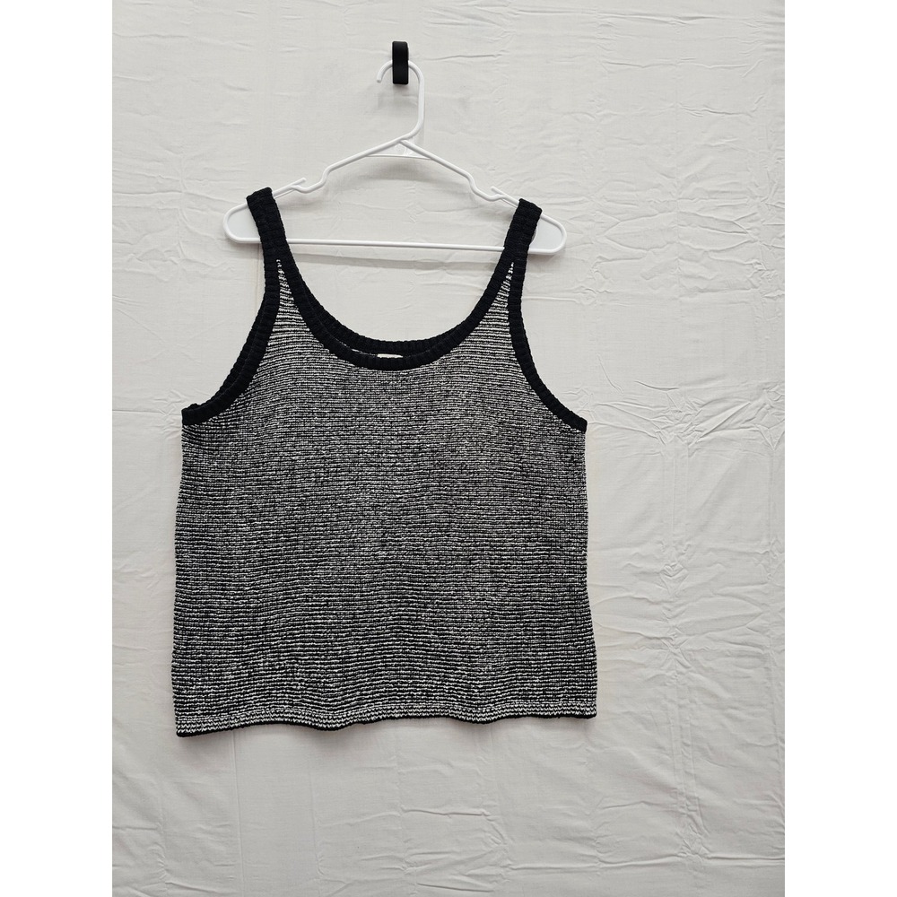 A New Day Womens Striped Pullover Tank Top Black Cotton Blend Casual Size XXL